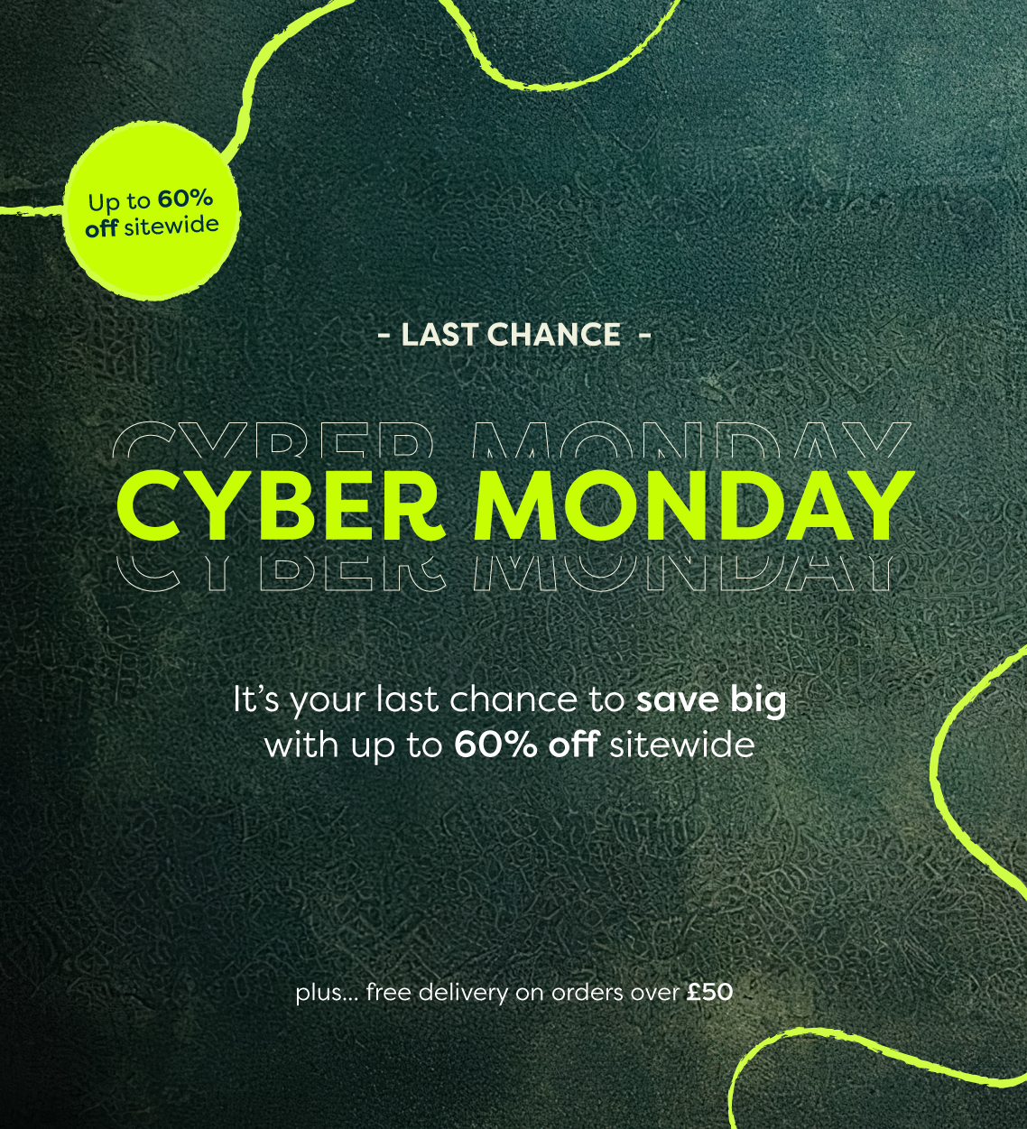 A banner showing that there is a Cyber Monday Sale