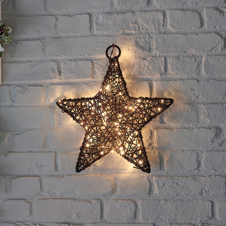 Rattan LED Star Hanging Decoration