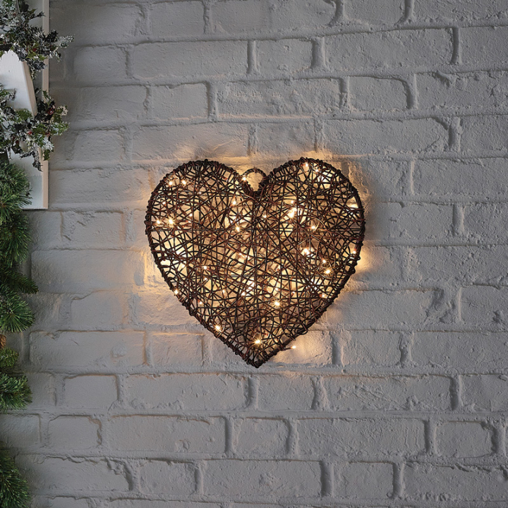 Rattan LED Heart Hanging Decoration