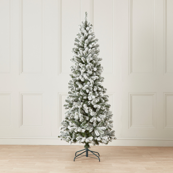 Slim Balsam Fir Green Snowy Christmas Tree