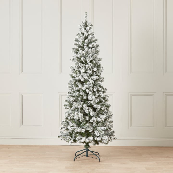 Slim Balsam Fir Green Snowy Christmas Tree