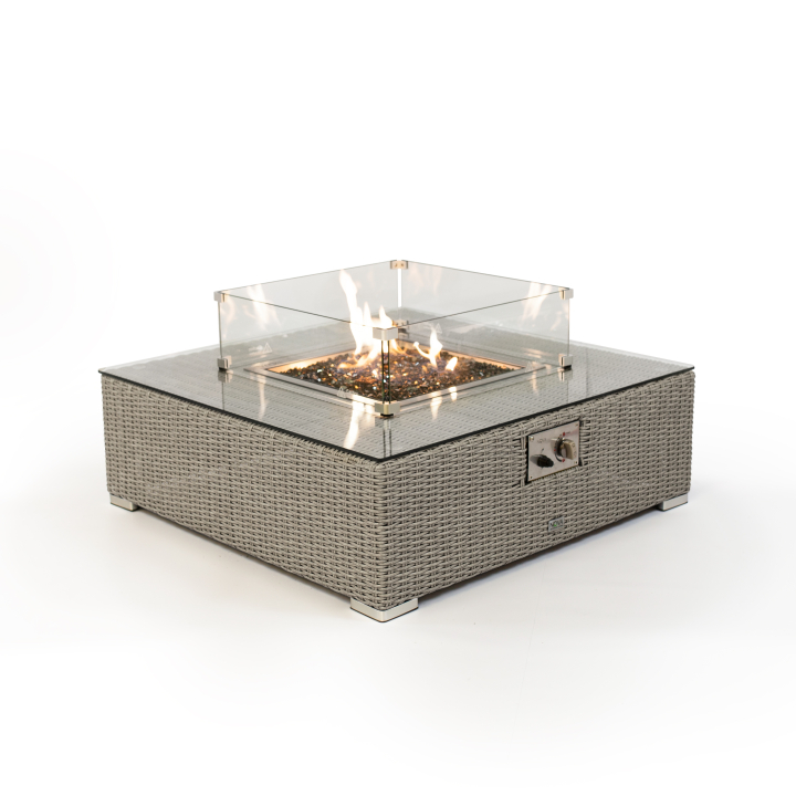 Heritage Chelsea Rattan Square Gas Fire Pit Coffee Table