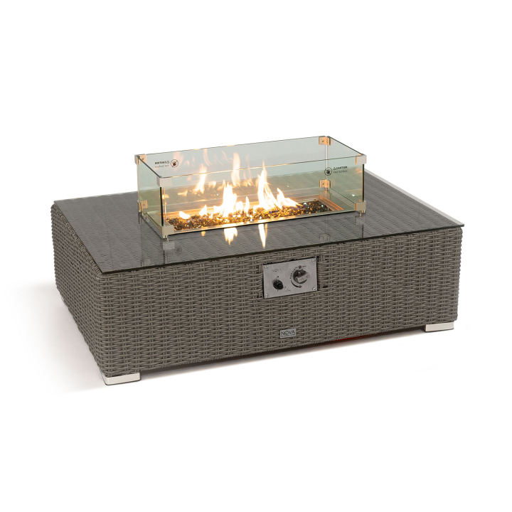Heritage Chelsea Rattan Rectangular Gas Fire Pit Coffee Table