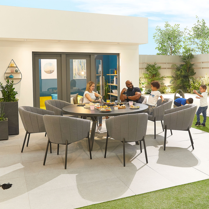 Edge 8 Seat All Weather Fabric Aluminium Dining Set