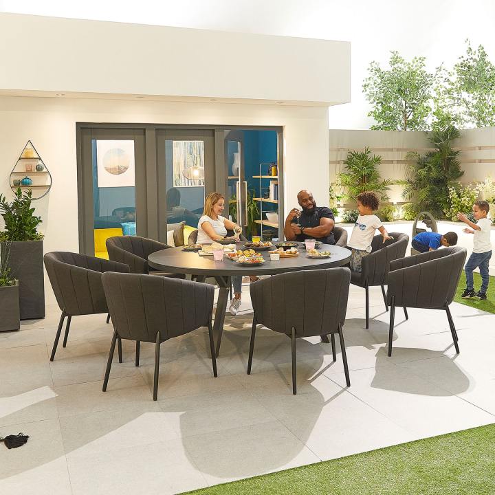 Edge 8 Seat All Weather Fabric Aluminium Dining Set