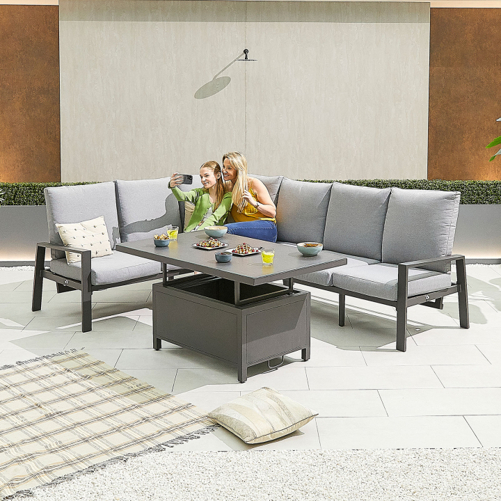 Enna L-Shaped Corner Aluminium Lounge Dining Set