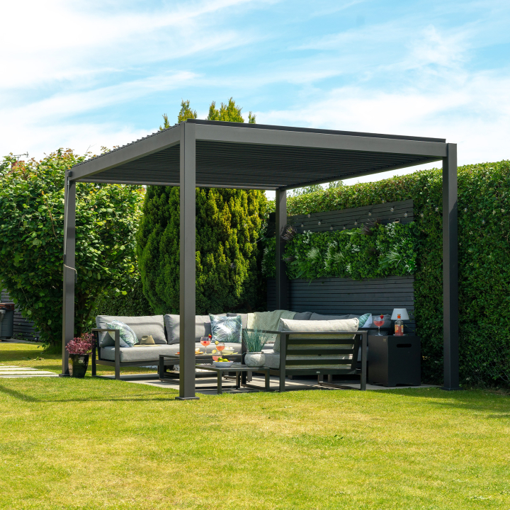 Titan Aluminium Metal Pergola in Graphite Grey