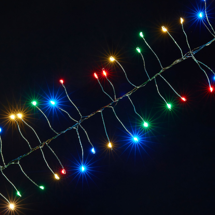 Christmas Pin Wire Cluster LED String Lights with Green Wire