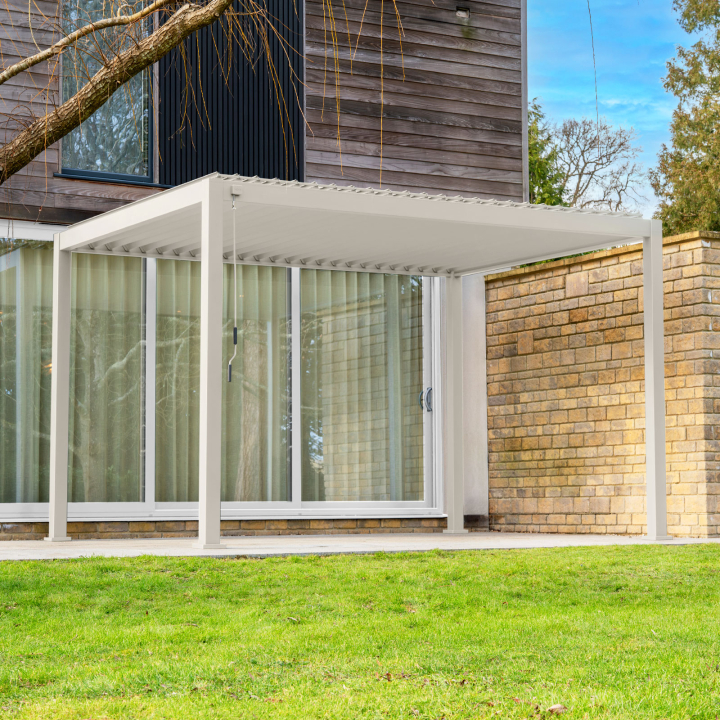 Legacy Aluminium Metal Pergola in Pebble