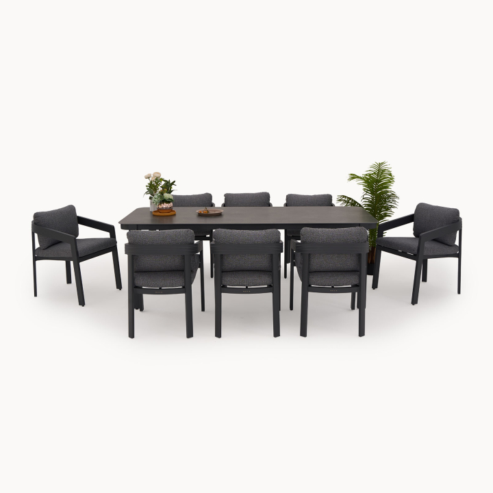 Millie 8 Seat Rectangular Aluminium Dining Set