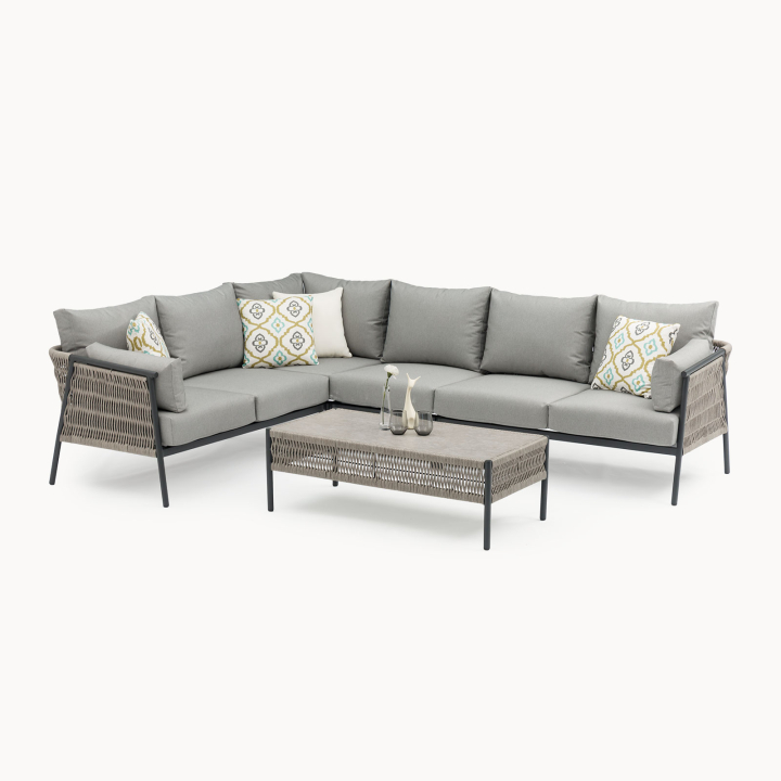 Sophia Rattan Aluminium Large Corner Sofa Lounging Set