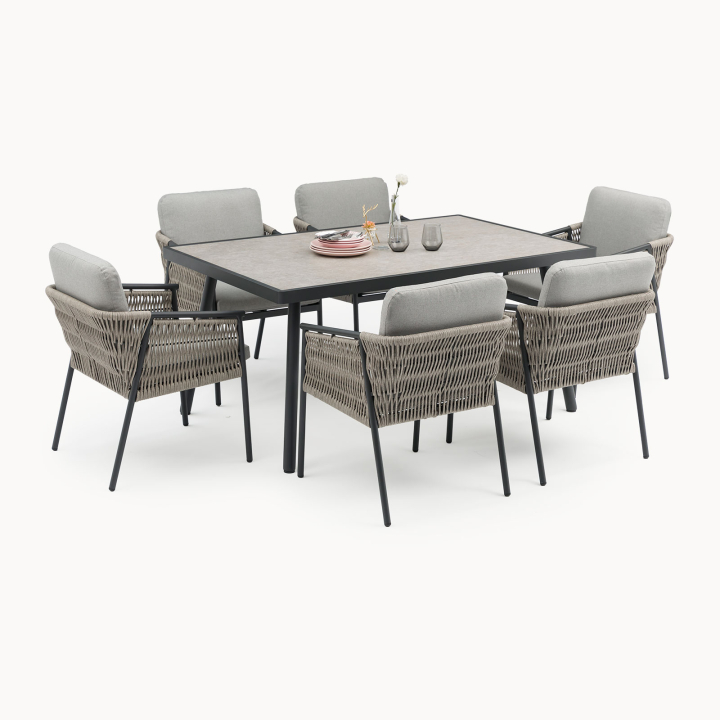 Sophia 6 Seat Rattan Aluminium Dining Set