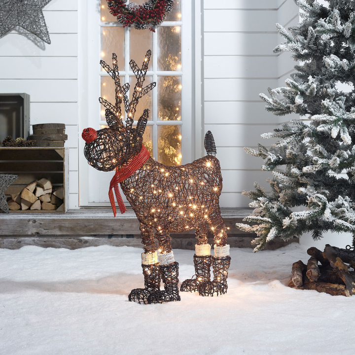 Rattan LED Rudolph Reindeer Figure