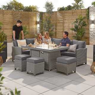 Ciara L-Shaped Corner Rattan Lounge Dining Set with 3 Stools