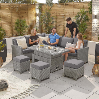 Ciara L-Shaped Corner Rattan Lounge Dining Set with 3 Stools