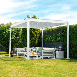 Titan Aluminium Metal Pergola in Chalk White