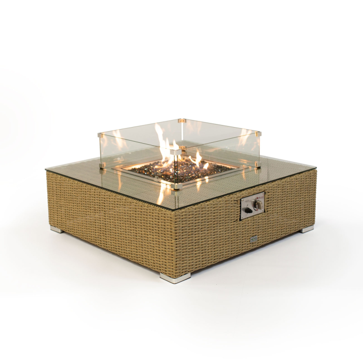 Heritage Chelsea Rattan Square Gas Fire Pit Coffee Table