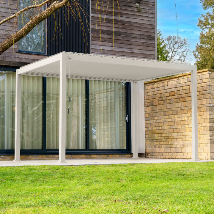 Legacy Aluminium Metal Pergola in Pebble