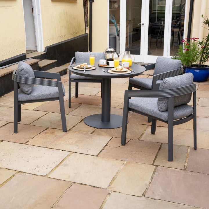 Millie 4 Seat Round Aluminium Dining Set