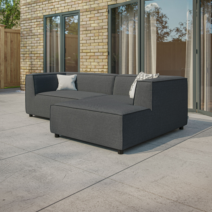 Arlo All Weather Fabric Aluminium 3 Seater Chaise Sofa Lounging Set