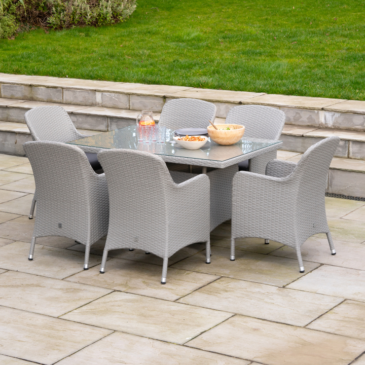 Nova - Emily 6 Seat Rattan Dining Set in Moon Grey