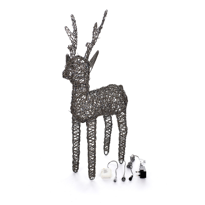 Medium Rattan LED Ralph & Deer Friends in Grey