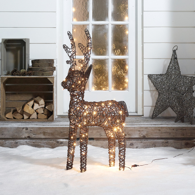 Medium Rattan LED Ralph & Deer Friends in Brown