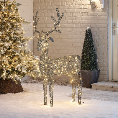 Large Rattan LED Ralph & Deer Friends in Grey