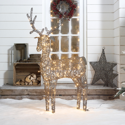 Large Rattan LED Ralph & Deer Friends in Grey