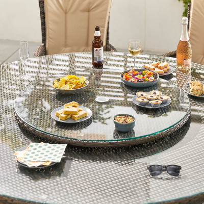 Large Rattan Lazy Susan in Brown Rattan