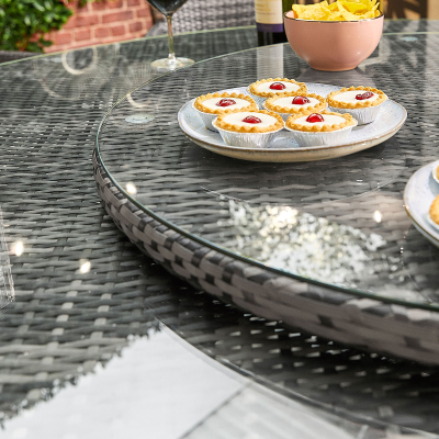 Medium Rattan Lazy Susan in Grey Rattan