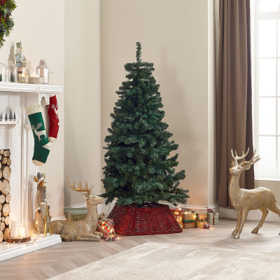 60cm Square Wicker Tree Skirt in Red