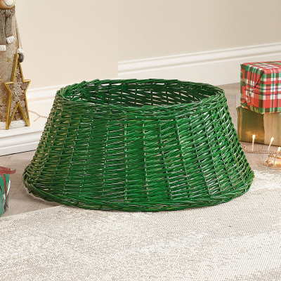 70cm Round Wicker Tree Skirt in Green