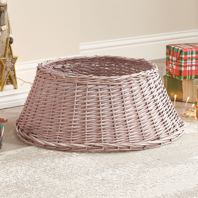 70cm Round Wicker Tree Skirt in Rose Gold