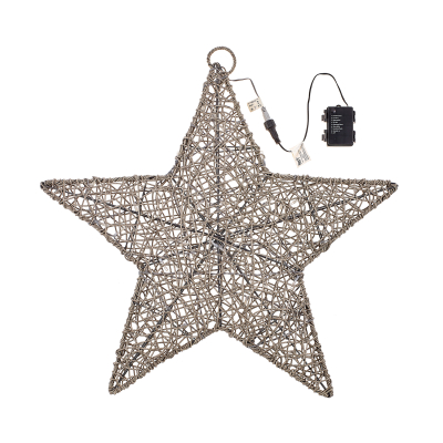 Large Rattan LED Star Hanging Decoration in Grey