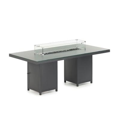 Aluminium Dining Table for 8 Seats - Rectangular Gas Fire Pit Table in Graphite Grey