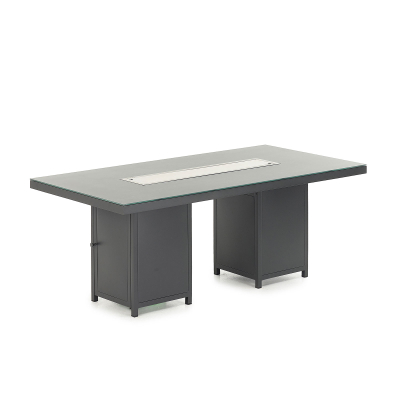 Aluminium Dining Table for 8 Seats - Rectangular Gas Fire Pit Table in Graphite Grey