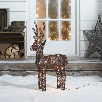 Small Rattan LED Ralph & Deer Friends in Brown