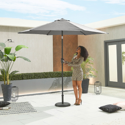 Antigua 2.7m Round Aluminium Traditional Parasol - Grey Canopy and Grey Frame