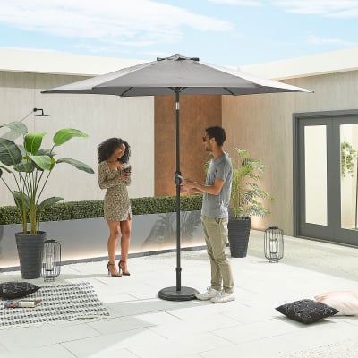 Antigua 3.0m Round Aluminium Traditional Parasol - Grey Canopy and Grey Frame