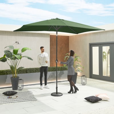 Antigua 3.0m x 2.0m Rectangular Aluminium Traditional Parasol - Green Canopy and Grey Frame