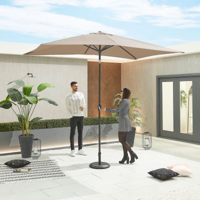 Antigua 3.0m x 2.0m Rectangular Aluminium Traditional Parasol - Taupe Canopy and Grey Frame