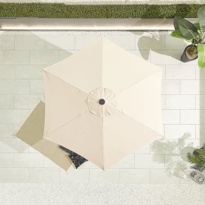 Antigua 2.4m Round Aluminium Traditional Parasol - Beige Canopy and Grey Frame