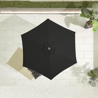 Antigua 2.4m Round Aluminium Traditional Parasol - Black Canopy and Grey Frame