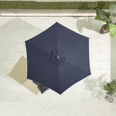 Antigua 2.4m Round Aluminium Traditional Parasol - Navy Canopy and Grey Frame