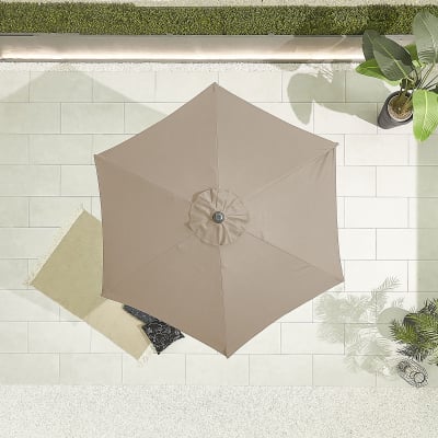 Antigua 2.4m Round Aluminium Traditional Parasol - Taupe Canopy and Grey Frame