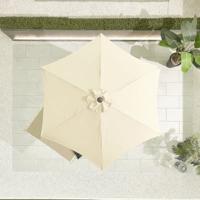 Antigua 2.7m Round Aluminium Traditional Parasol - Beige Canopy and Grey Frame