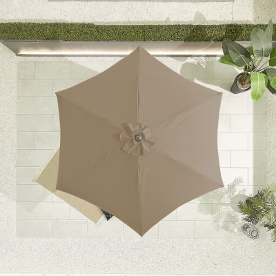 Antigua 2.7m Round Aluminium Traditional Parasol - Taupe Canopy and Grey Frame