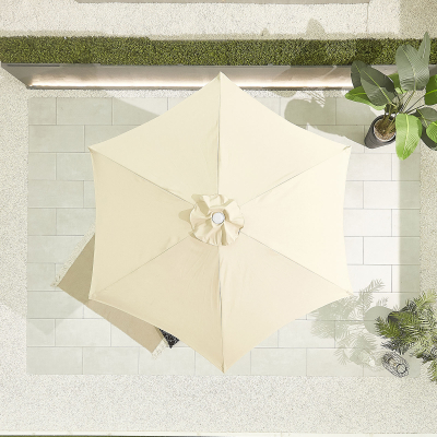 Antigua 2.7m Round Aluminium Traditional Parasol - Beige Canopy and White Frame