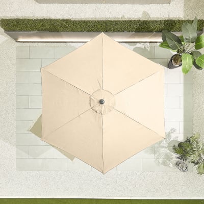 Antigua 3.0m Round Aluminium Traditional Parasol - Beige Canopy and Grey Frame